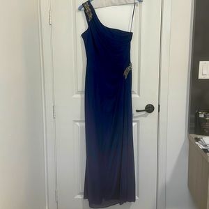 One shoulder royal blue formal dress